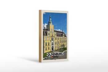 Panneau en bois villes décoration architecture château d'Oldenbourg 12x18 cm 1