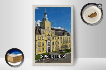 Panneau en bois villes décoration architecture château d'Oldenbourg 12x18 cm 2