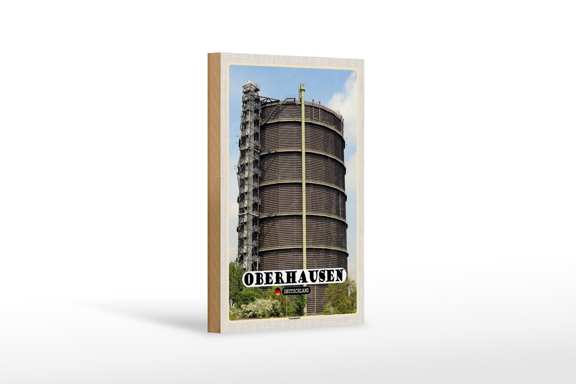 Holzschild Städte Oberhausen Gasometer Gebäude Dekoration 12x18 cm