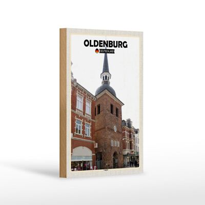 Letrero de madera ciudades Oldenburg arquitectura lapona decoración 12x18 cm