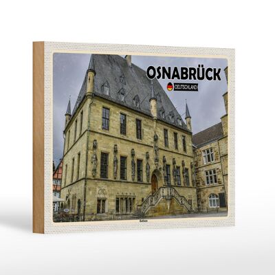 Cartel de madera ciudades Osnabrück ayuntamiento arquitectura decoración 18x12 cm