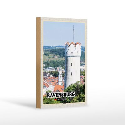 Cartel de madera ciudades Ravensburg Mehlsack arquitectura 12x18 cm