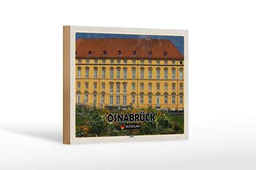 Holzschild Städte Osnabrück Schloss Mittelalter Dekoration 18x12 cm