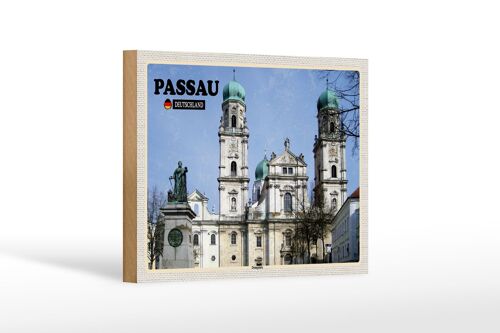 Holzschild Städte Passau Domplatz Architektur Dekoration 18x12 cm