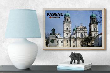 Panneau en bois villes Passau Place de la Cathédrale décoration architecturale 18x12 cm 3