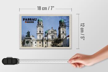 Panneau en bois villes Passau Place de la Cathédrale décoration architecturale 18x12 cm 4