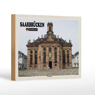 Targa in legno città Saarbrücken decorazione Ludwigskirche 18x12 cm