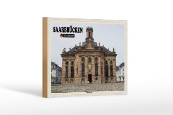 Panneau en bois villes Sarrebruck décoration Ludwigskirche 18x12 cm 1