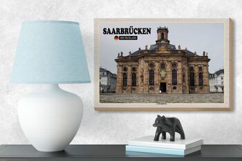 Panneau en bois villes Sarrebruck décoration Ludwigskirche 18x12 cm 3