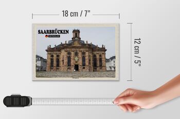 Panneau en bois villes Sarrebruck décoration Ludwigskirche 18x12 cm 4
