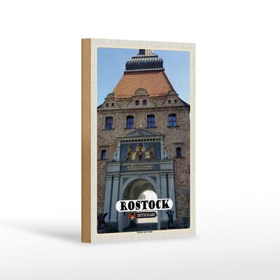 Holzschild Städte Rostock Steintor mit Greifen Dekoration 12x18 cm