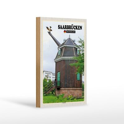 Holzschild Städte Saarbrücken Saarkran Wanddeko 12x18 cm