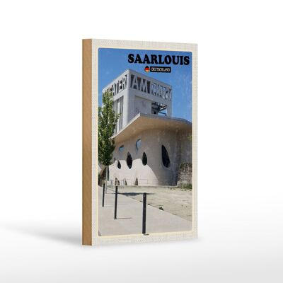 Cartel de madera ciudades Saarlouis teatro arquitectura decoración 12x18 cm