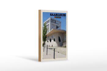 Panneau en bois villes Saarlouis théâtre architecture décoration 12x18 cm 1