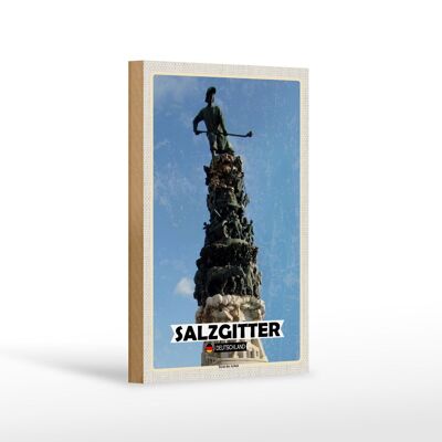 Wooden sign cities Salzgitter Tower of Work decoration 12x18 cm