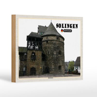 Letrero de madera ciudades Solingen decoración torre de batería 18x12 cm
