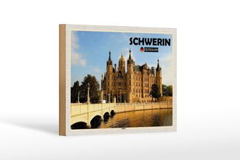 Panneau en bois villes Schwerin château architecture décoration 18x12 cm 1