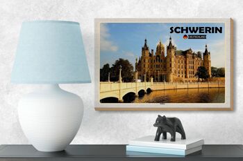 Panneau en bois villes Schwerin château architecture décoration 18x12 cm 3