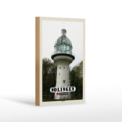 Letrero de madera ciudades Solingen torre de luz arquitectura 12x18 cm