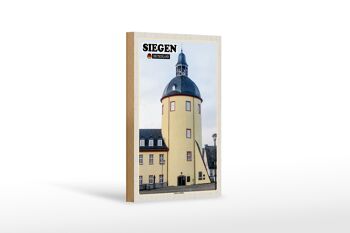Panneau en bois villes Siegen, décoration de bâtiment du château inférieur 12x18 cm 1