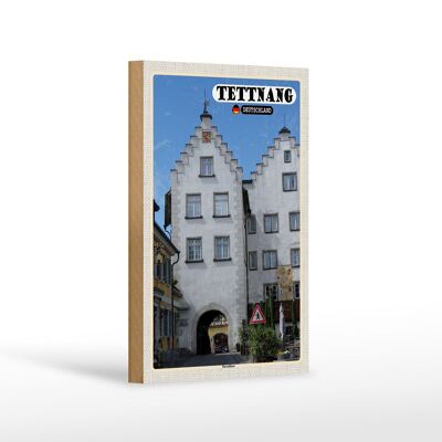 Targa in legno città Tettnang porta serratura centro storico decorazione 12x18 cm