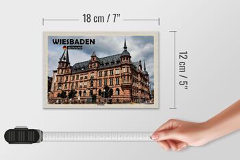 Panneau en bois villes Wiesbaden marché église Moyen Âge 18x12 cm 4