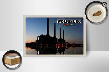 Panneau en bois villes Wolfsburg VW centrale électrique rivière 18x12 cm 2