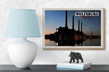 Panneau en bois villes Wolfsburg VW centrale électrique rivière 18x12 cm 3
