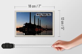 Panneau en bois villes Wolfsburg VW centrale électrique rivière 18x12 cm 4