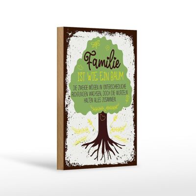 Cartello in legno con scritta "La famiglia è l'albero, tieni tutto insieme" 12x18 cm