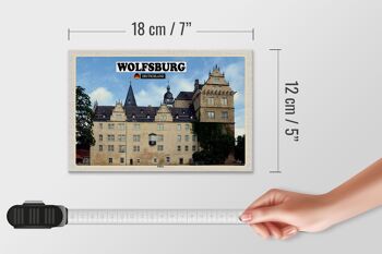 Panneau en bois villes château de Wolfsburg peinture décoration 18x12 cm 4