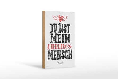 Holzschild Spruch Du bist Lieblingsmensch mein Engel 12x18 cm