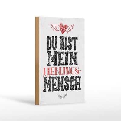 Holzschild Spruch Du bist Lieblingsmensch mein Engel 12x18 cm