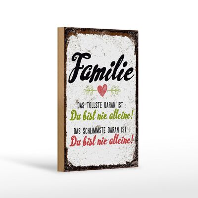 Cartel de madera que dice familia nunca estás solo decoración 12x18 cm