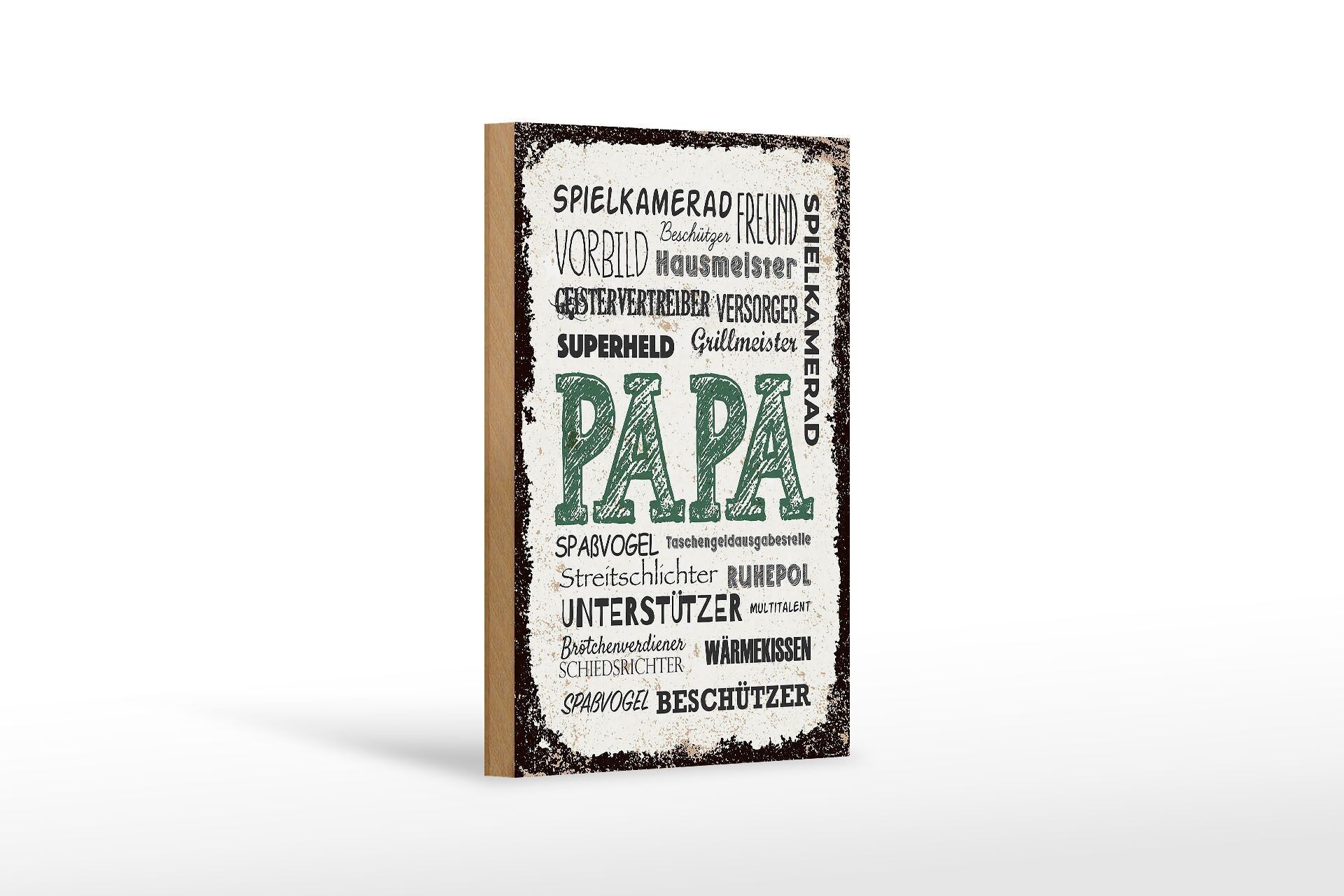 Cartello in legno con scritta papà compagno di giochi protettore amico 12x18 cm