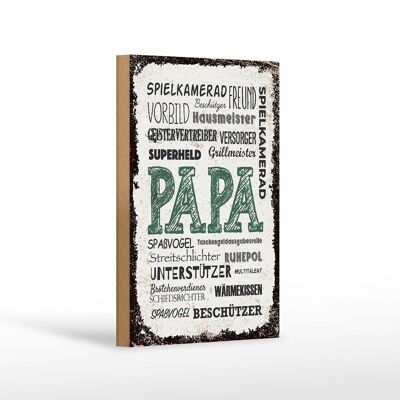 Panneau en bois disant papa camarade de jeu ami protecteur 12x18 cm