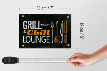 Panneau en bois indiquant Grill & Chill Lounge Grilling Décoration 18x12 cm 4