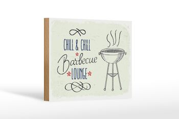Panneau en bois disant Chill & Chill Barbecue Lounge 18x12 cm décoration 1