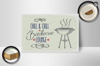 Panneau en bois disant Chill & Chill Barbecue Lounge 18x12 cm décoration 2