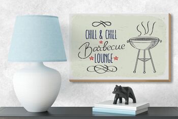 Panneau en bois disant Chill & Chill Barbecue Lounge 18x12 cm décoration 3
