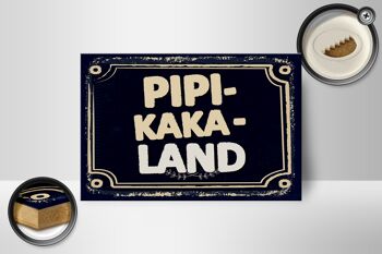 Panneau en bois disant drôle Pipi-Kaka-Land 18x12 cm décoration cadeau 2
