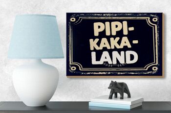Panneau en bois disant drôle Pipi-Kaka-Land 18x12 cm décoration cadeau 3