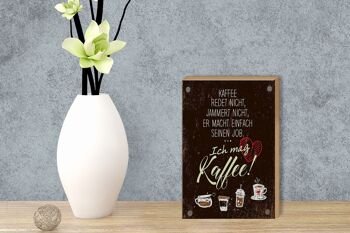 Panneau en bois disant J'aime le café coeur 12x18 cm décoration cadeau 3