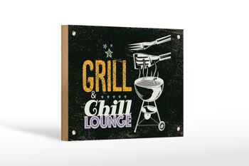 Panneau en bois indiquant Grill & Chill Lounge 5 étoiles, décoration 18x12 cm 1