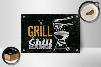 Panneau en bois indiquant Grill & Chill Lounge 5 étoiles, décoration 18x12 cm 2