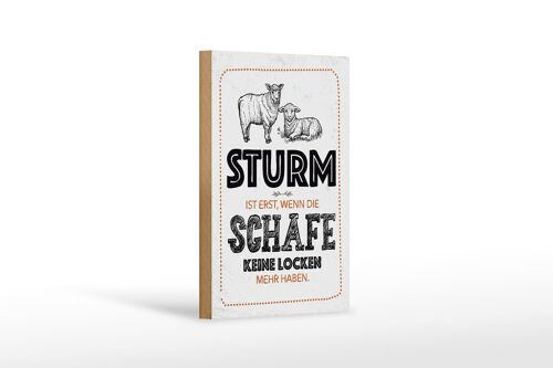 Holzschild Spruch lustig Sturm wenn Schafe Locken 12x18 cm