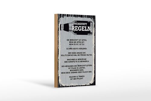 Holzschild Spruch Werkstatt Regeln Maschinen Dekoration 12x18 cm