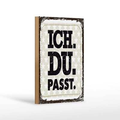 Letrero de madera que dice Ich Du Passt 12x18 cm decoración de regalo