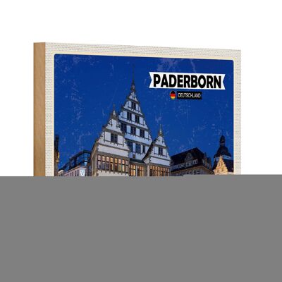 Cartel de madera ciudades Paderborn ayuntamiento decoración del casco antiguo 18x12 cm