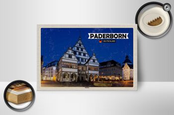 Panneau en bois villes Hôtel de ville de Paderborn décoration vieille ville 18x12 cm 2